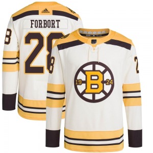 Authentic Adidas Youth Derek Forbort Cream 100th Anniversary Primegreen Jersey - NHL Boston Bruins