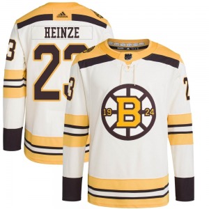 Authentic Adidas Youth Steve Heinze Cream 100th Anniversary Primegreen Jersey - NHL Boston Bruins