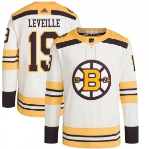 Authentic Adidas Youth Normand Leveille Cream 100th Anniversary Primegreen Jersey - NHL Boston Bruins