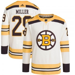 Authentic Adidas Youth Jay Miller Cream 100th Anniversary Primegreen Jersey - NHL Boston Bruins