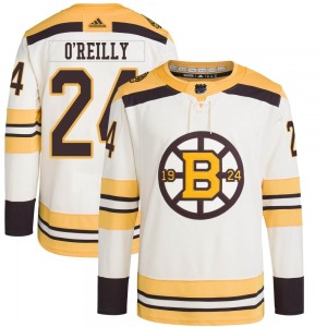 Authentic Adidas Youth Terry O'Reilly Cream 100th Anniversary Primegreen Jersey - NHL Boston Bruins