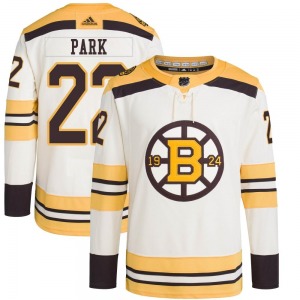 Authentic Adidas Youth Brad Park Cream 100th Anniversary Primegreen Jersey - NHL Boston Bruins