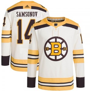 Authentic Adidas Youth Sergei Samsonov Cream 100th Anniversary Primegreen Jersey - NHL Boston Bruins