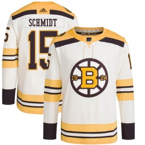 Authentic Adidas Youth Milt Schmidt Cream 100th Anniversary Primegreen Jersey - NHL Boston Bruins
