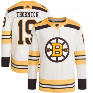 Authentic Adidas Youth Joe Thornton Cream 100th Anniversary Primegreen Jersey - NHL Boston Bruins