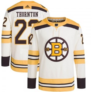 Authentic Adidas Youth Shawn Thornton Cream 100th Anniversary Primegreen Jersey - NHL Boston Bruins