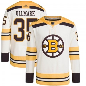 Authentic Adidas Youth Linus Ullmark Cream 100th Anniversary Primegreen Jersey - NHL Boston Bruins