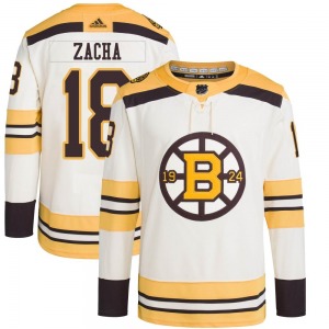 Authentic Adidas Youth Pavel Zacha Cream 100th Anniversary Primegreen Jersey - NHL Boston Bruins