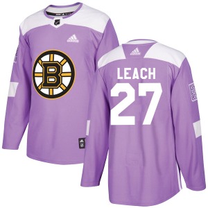 Authentic Adidas Youth Reggie Leach Purple Fights Cancer Practice Jersey - NHL Boston Bruins