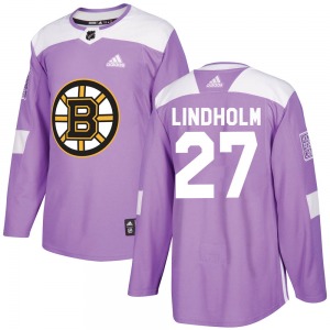 Authentic Adidas Youth Hampus Lindholm Purple Fights Cancer Practice Jersey - NHL Boston Bruins