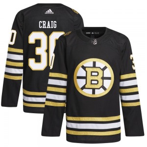 Authentic Adidas Adult Jim Craig Black 100th Anniversary Primegreen Jersey - NHL Boston Bruins