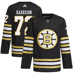 Authentic Adidas Adult Brett Harrison Black 100th Anniversary Primegreen Jersey - NHL Boston Bruins