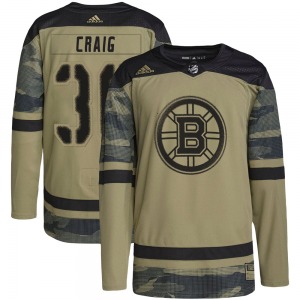 Authentic Adidas Adult Jim Craig Camo Military Appreciation Practice Jersey - NHL Boston Bruins