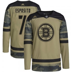 Authentic Adidas Adult Phil Esposito Camo Military Appreciation Practice Jersey - NHL Boston Bruins