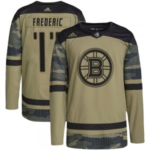 Authentic Adidas Adult Trent Frederic Camo Military Appreciation Practice Jersey - NHL Boston Bruins