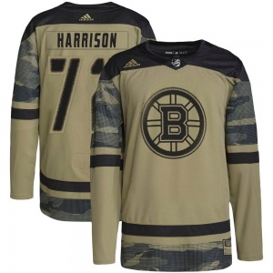 Authentic Adidas Adult Brett Harrison Camo Military Appreciation Practice Jersey - NHL Boston Bruins