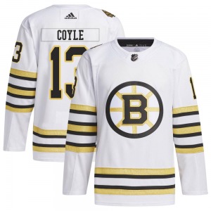 Authentic Adidas Youth Charlie Coyle White 100th Anniversary Primegreen Jersey - NHL Boston Bruins