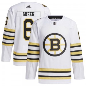 Authentic Adidas Youth Ted Green White 100th Anniversary Primegreen Jersey - NHL Boston Bruins