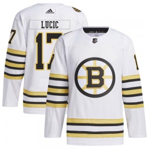 Authentic Adidas Youth Milan Lucic White 100th Anniversary Primegreen Jersey - NHL Boston Bruins