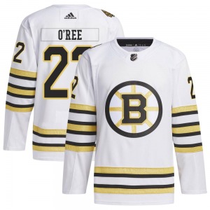 Authentic Adidas Youth Willie O'ree White 100th Anniversary Primegreen Jersey - NHL Boston Bruins