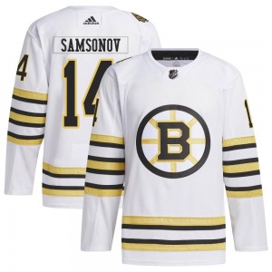 Authentic Adidas Youth Sergei Samsonov White 100th Anniversary Primegreen Jersey - NHL Boston Bruins
