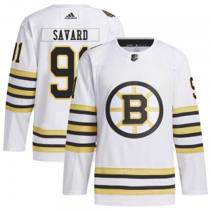 Authentic Adidas Youth Marc Savard White 100th Anniversary Primegreen Jersey - NHL Boston Bruins
