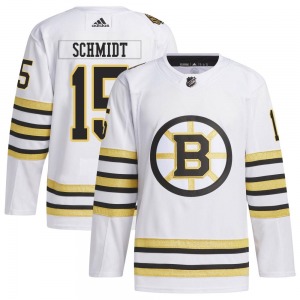 Authentic Adidas Youth Milt Schmidt White 100th Anniversary Primegreen Jersey - NHL Boston Bruins