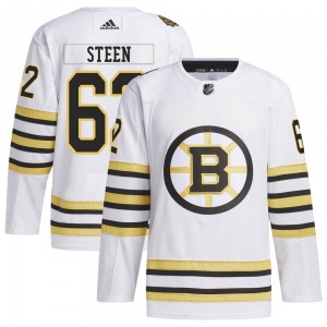 Authentic Adidas Youth Oskar Steen White 100th Anniversary Primegreen Jersey - NHL Boston Bruins