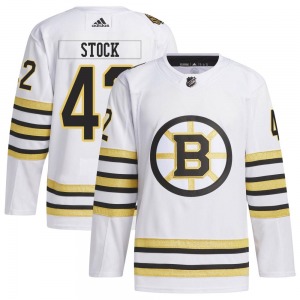 Authentic Adidas Youth Pj Stock White 100th Anniversary Primegreen Jersey - NHL Boston Bruins