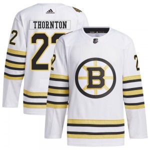 Authentic Adidas Youth Shawn Thornton White 100th Anniversary Primegreen Jersey - NHL Boston Bruins