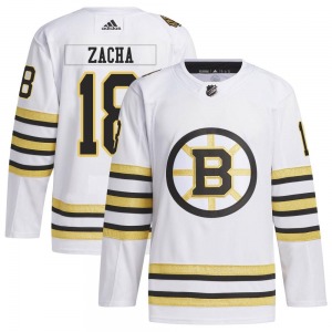 Authentic Adidas Youth Pavel Zacha White 100th Anniversary Primegreen Jersey - NHL Boston Bruins