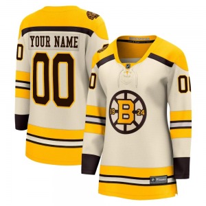 Premier Fanatics Branded Women's Custom Cream Custom Breakaway 100th Anniversary Jersey - NHL Boston Bruins