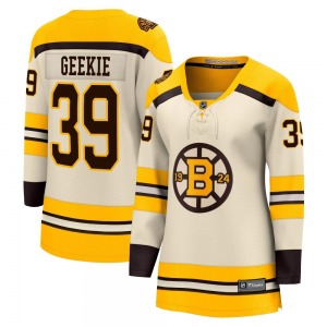 Premier Fanatics Branded Women's Morgan Geekie Cream Breakaway 100th Anniversary Jersey - NHL Boston Bruins