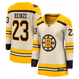 Premier Fanatics Branded Women's Steve Heinze Cream Breakaway 100th Anniversary Jersey - NHL Boston Bruins