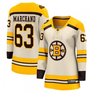 Premier Fanatics Branded Women's Brad Marchand Cream Breakaway 100th Anniversary Jersey - NHL Boston Bruins