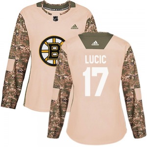 Authentic Adidas Women's Milan Lucic Camo Veterans Day Practice Jersey - NHL Boston Bruins