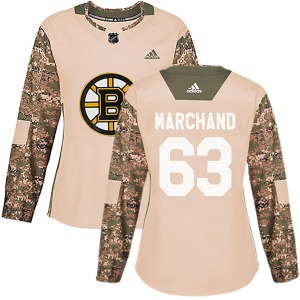 Authentic Adidas Women's Brad Marchand Camo Veterans Day Practice Jersey - NHL Boston Bruins