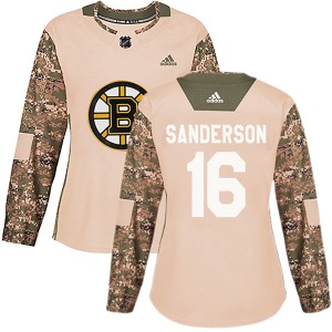 Authentic Adidas Women's Derek Sanderson Camo Veterans Day Practice Jersey - NHL Boston Bruins