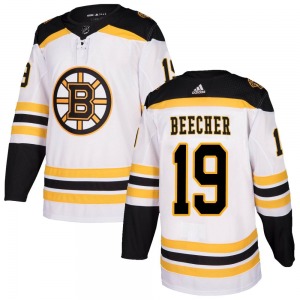 Authentic Adidas Youth Johnny Beecher White Away Jersey - NHL Boston Bruins