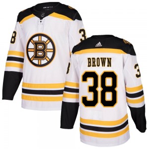 Authentic Adidas Youth Patrick Brown White Away Jersey - NHL Boston Bruins