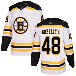 Authentic Adidas Youth Matt Grzelcyk White Away Jersey - NHL Boston Bruins