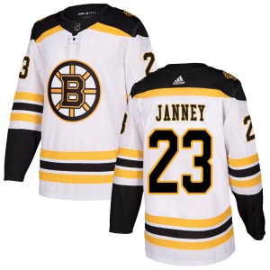 Authentic Adidas Youth Craig Janney White Away Jersey - NHL Boston Bruins