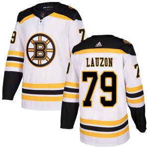 Authentic Adidas Youth Jeremy Lauzon White Away Jersey - NHL Boston Bruins