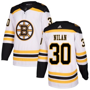 Authentic Adidas Youth Chris Nilan White Away Jersey - NHL Boston Bruins