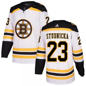 Authentic Adidas Youth Jack Studnicka White Away Jersey - NHL Boston Bruins