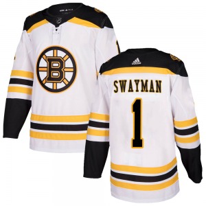 Authentic Adidas Youth Jeremy Swayman White Away Jersey - NHL Boston Bruins