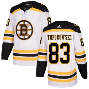 Authentic Adidas Youth Luke Toporowski White Away Jersey - NHL Boston Bruins