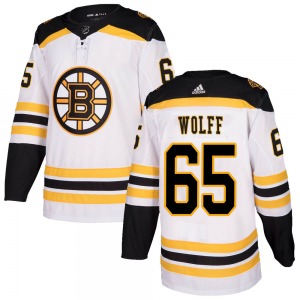 Authentic Adidas Youth Nick Wolff White Away Jersey - NHL Boston Bruins