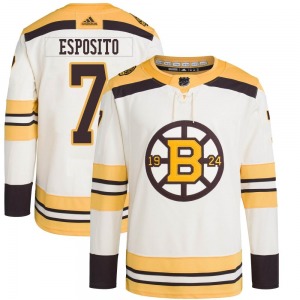 Authentic Adidas Adult Phil Esposito Cream 100th Anniversary Primegreen Jersey - NHL Boston Bruins