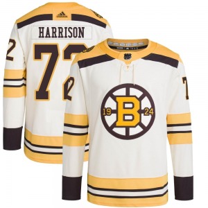 Authentic Adidas Adult Brett Harrison Cream 100th Anniversary Primegreen Jersey - NHL Boston Bruins
